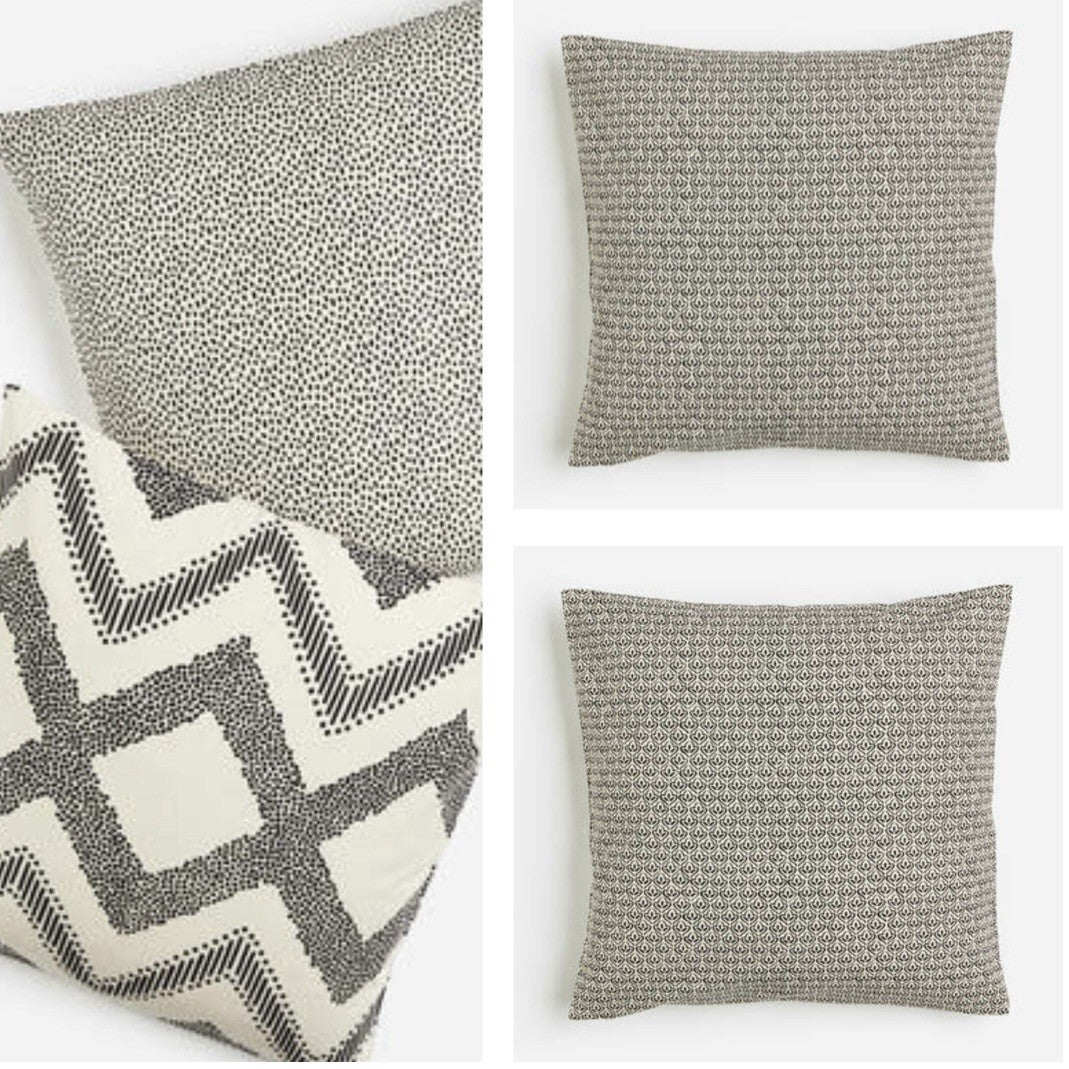 NEW West Elm (Set of 4) Black & White Boho Throw Pillow Cover Case Shams 20 x 20