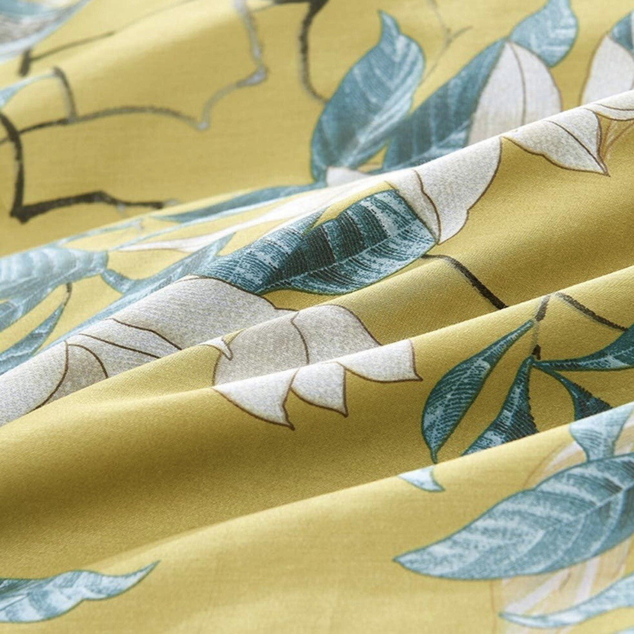 NEW Anthropologie Yellow Boho King Bird Cotton Bedding Duvet & Floral Sham Set