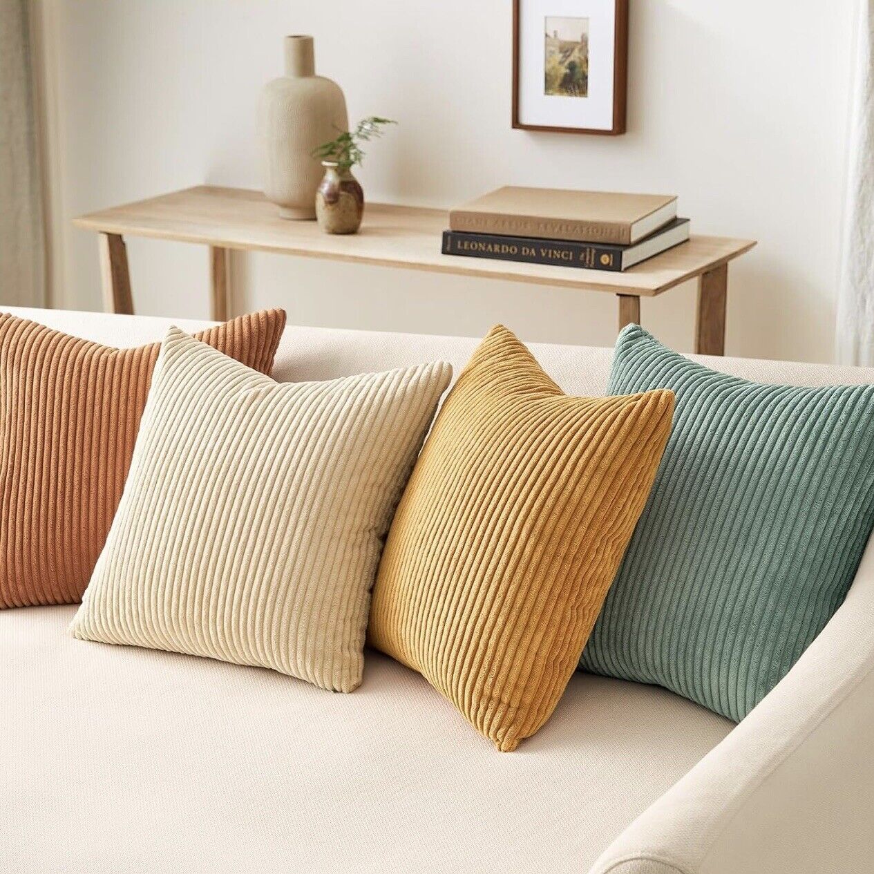 NEW West Elm (Set 4) Multicolor Velvet Corduroy Throw Pillow Cover Sham 18 x 18