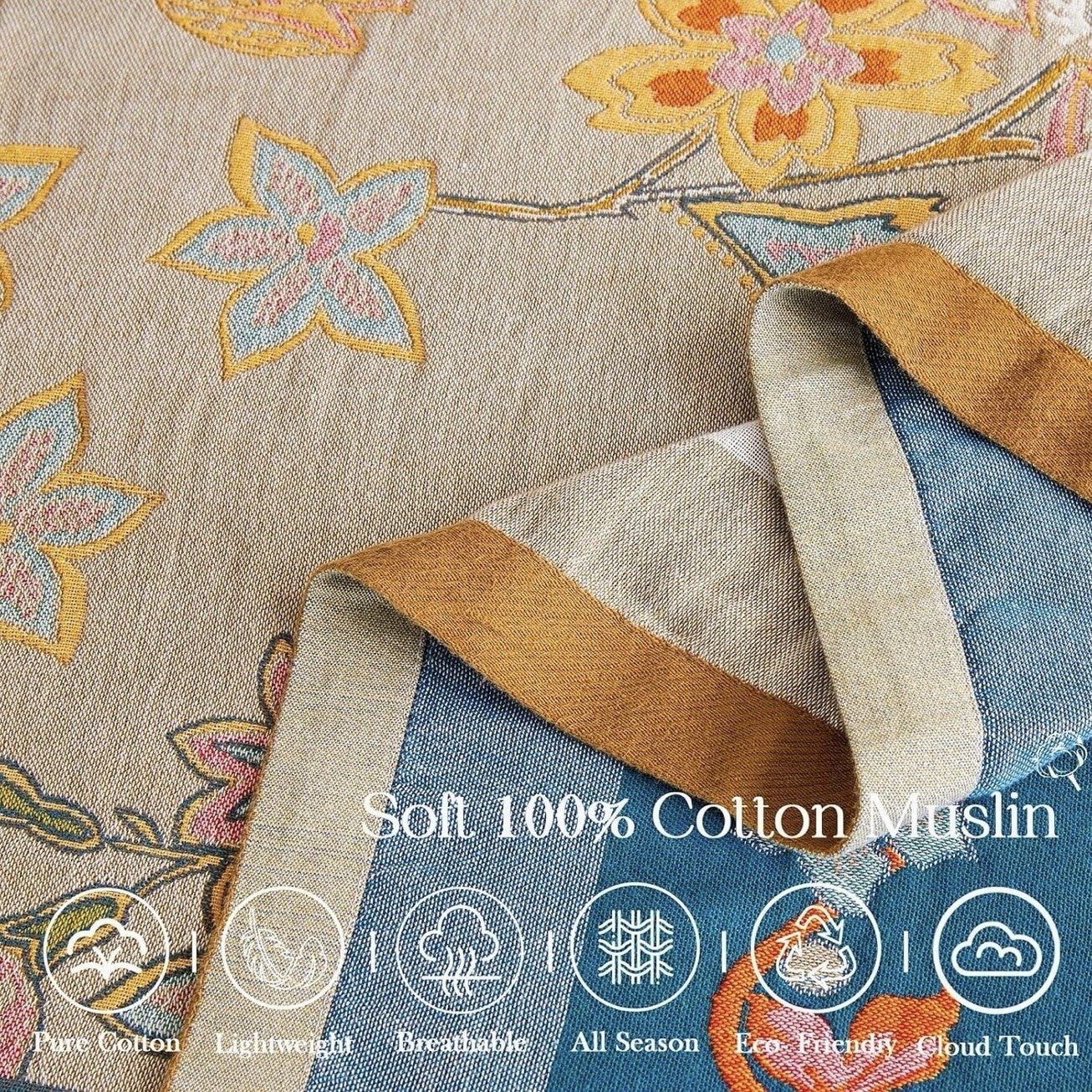 NEW Anthro XL Reversible Boho Bird Multicolor Queen / King Size Bedspread Quilt