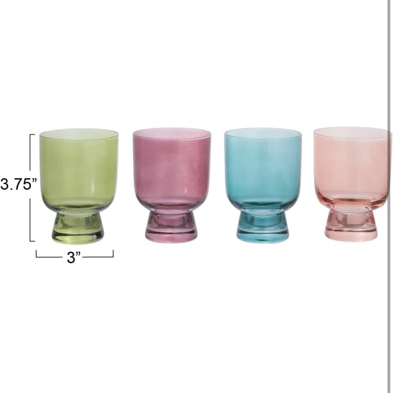 NEW Anthropologie Multicolor Crystal Glass Stemless Wine Glasses Tumblers Set 4