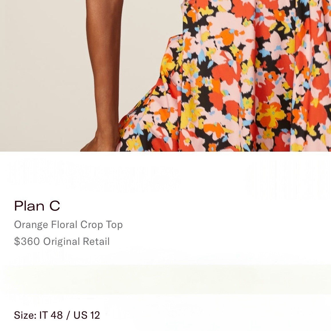 Plan C Orange Boho Floral Crop Top & Matching Maxi Skirt Set Size Large 10 / 12