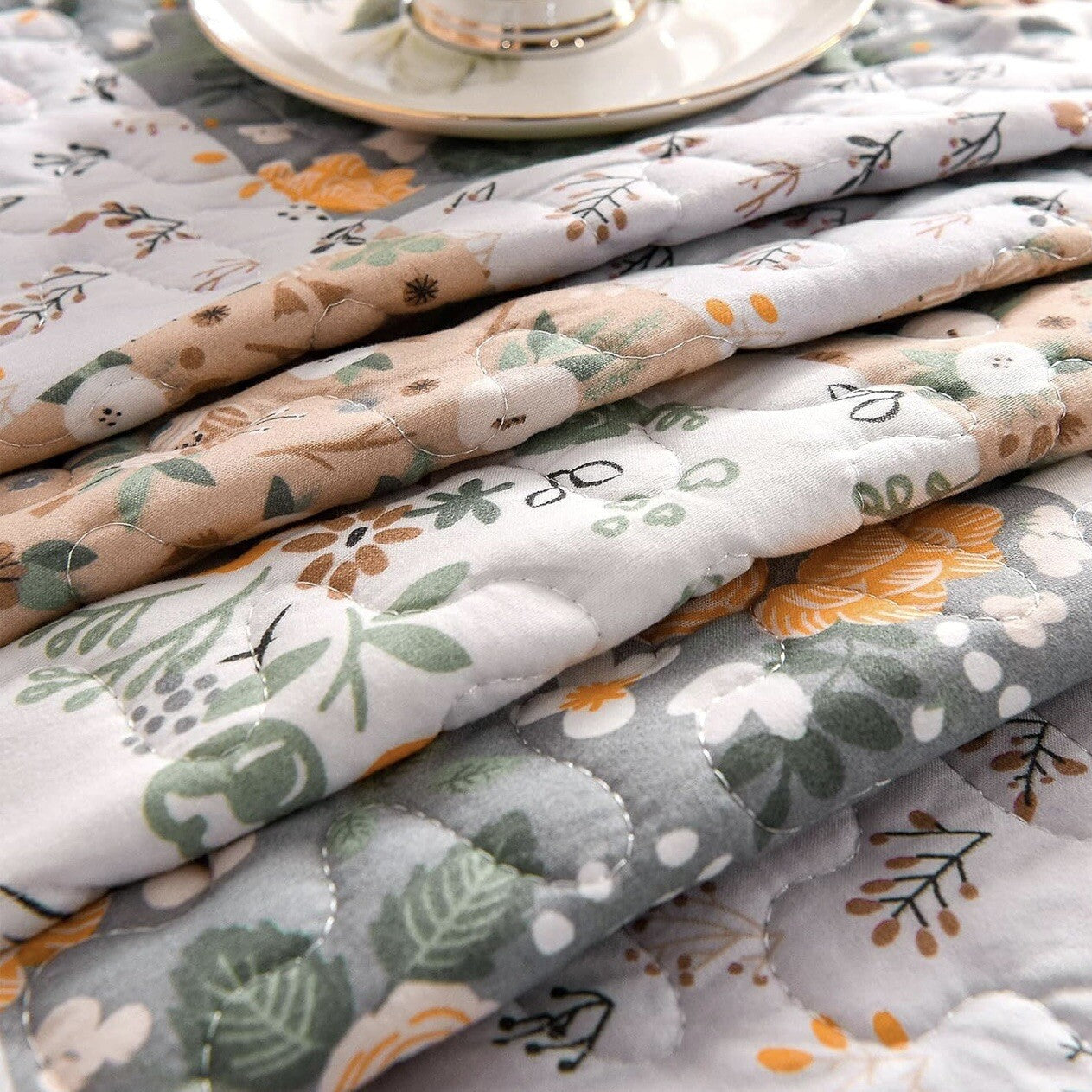 NEW Boho Multicolor Floral Pastel Knit Throw Blanket Patchwork Quilt 50" x 60"