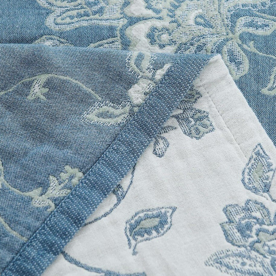 NEW Anthropologie Boho Floral Muslin Reversible Throw Blanket Quilt 60" x 80"