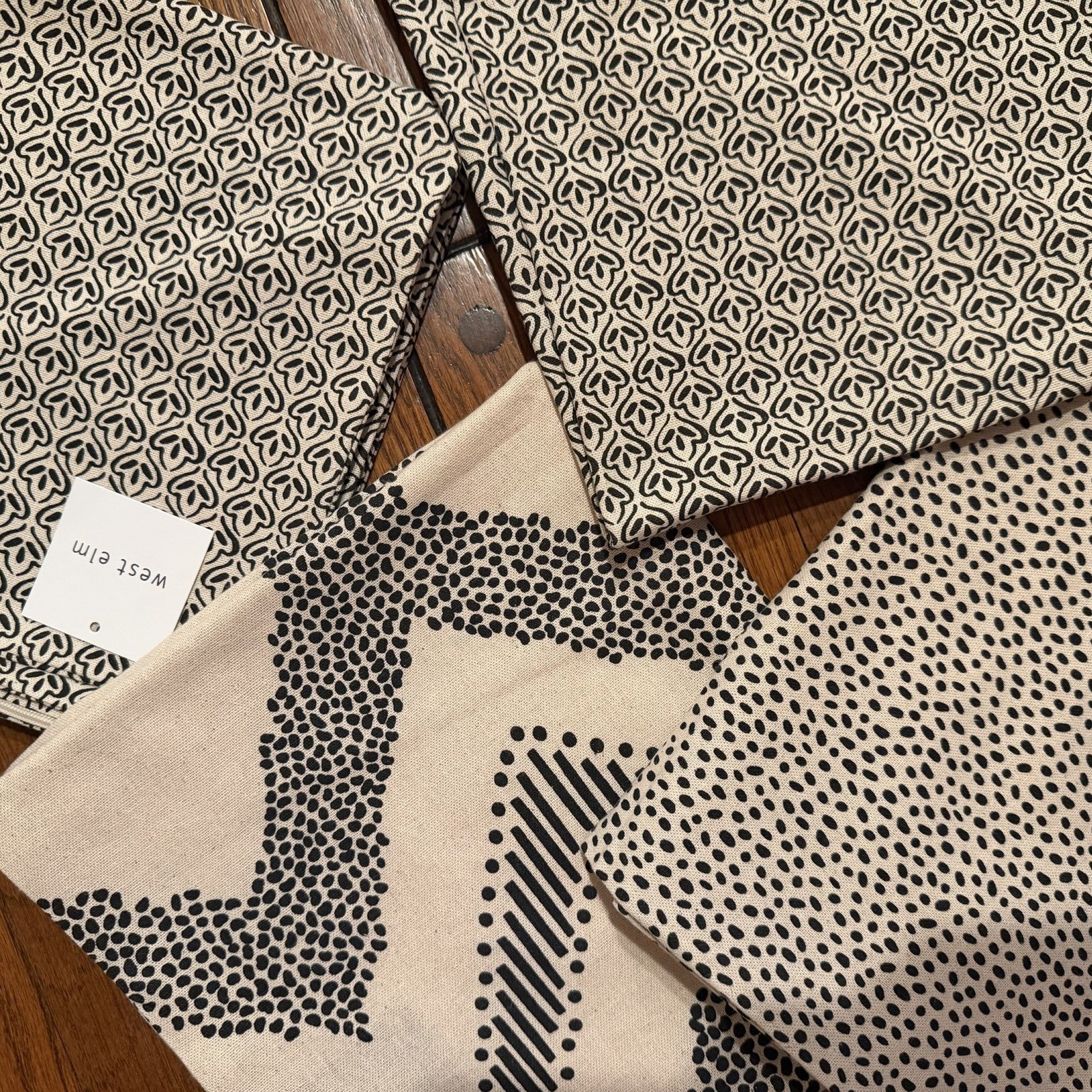 NEW West Elm (Set of 4) Black & White Boho Throw Pillow Cover Case Shams 20 x 20