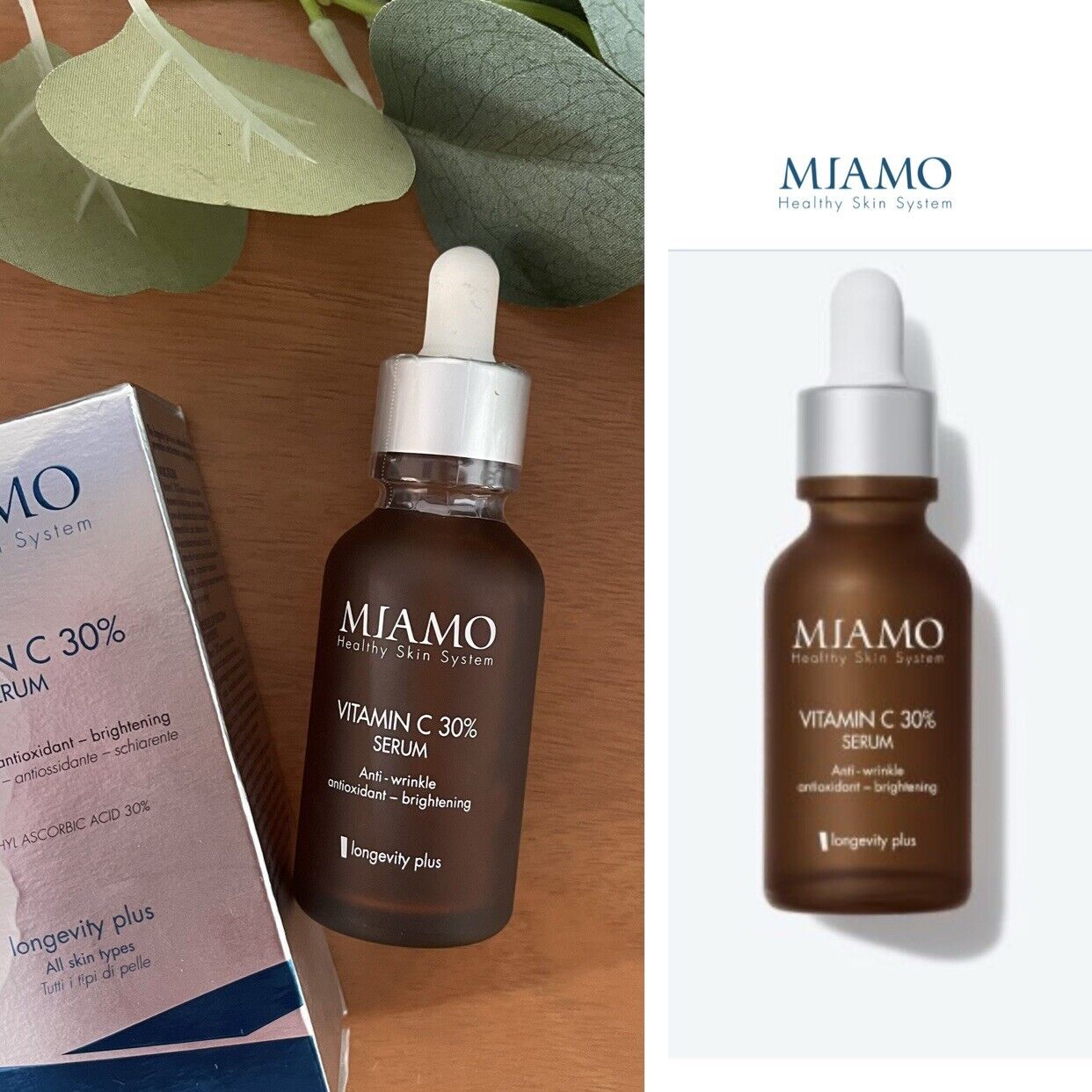 NEW Miamo VITAMIN C 30% Luxury Italian Anti-wrinkle Brightening Serum - 1 oz.