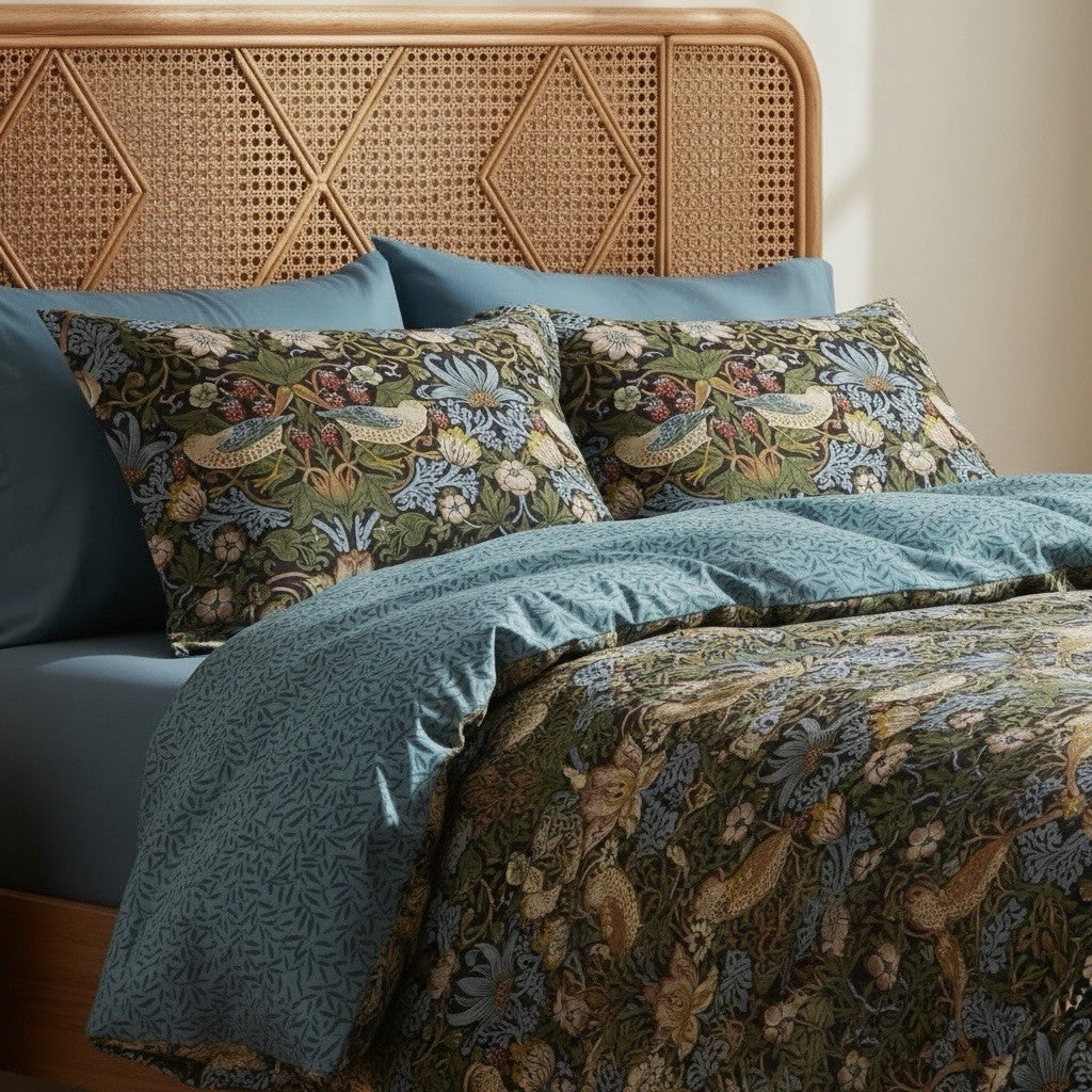 NEW Anthropologie Multicolor Bird Boho Print Queen King Bedding Duvet & Sham Set