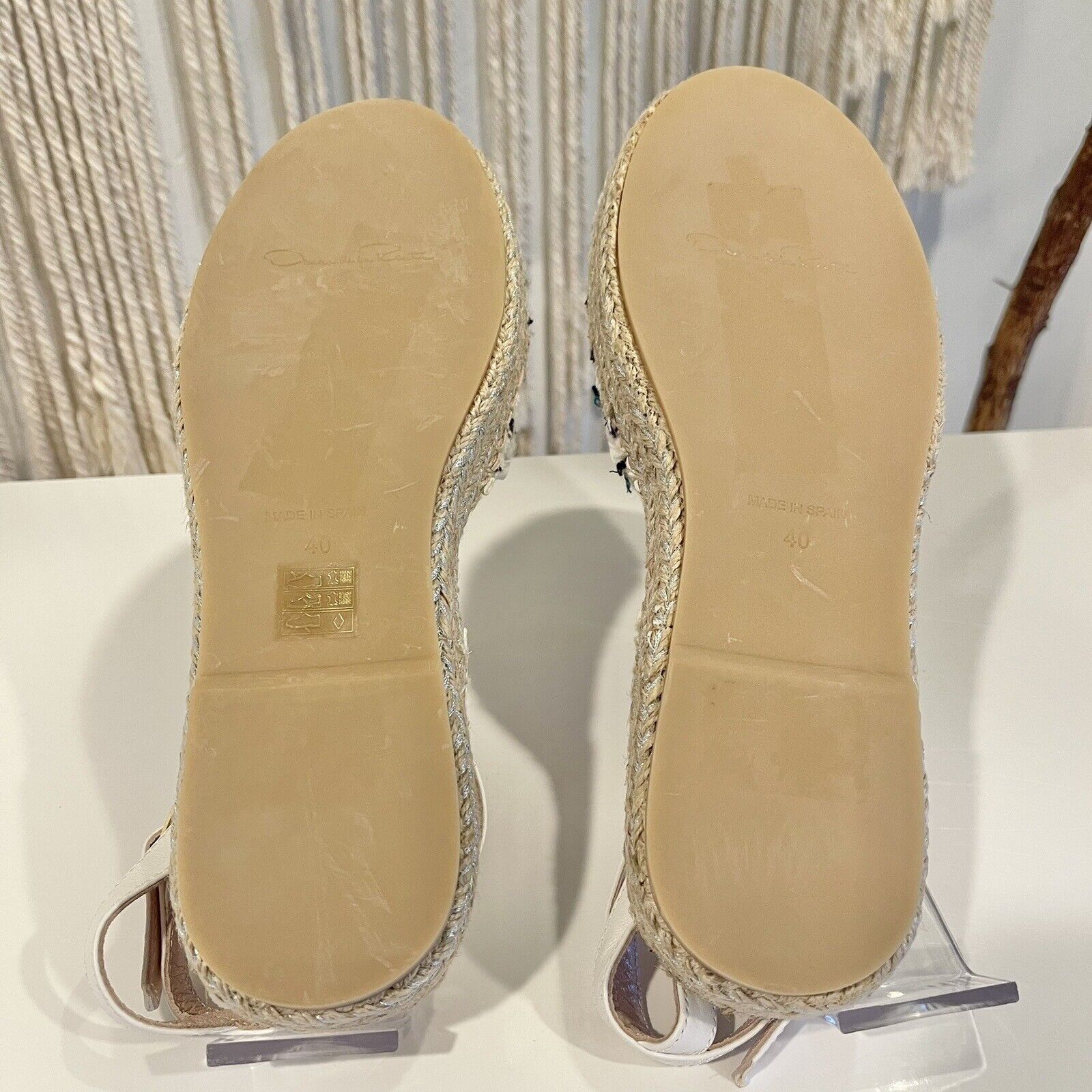 NEW Oscar de la Renta | Tina Tweed Espadrille Flats Sandals Shoes - Size 40 / 9