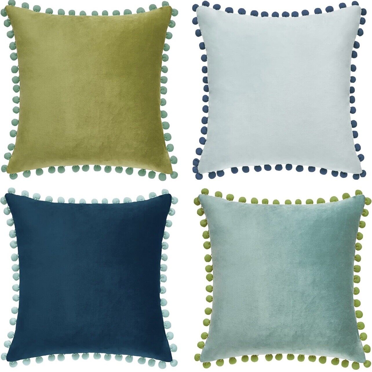 NEW Anthropologie (Set 4) Boho Velvet Throw Pillow Covers Cases Shams 18" x 18"