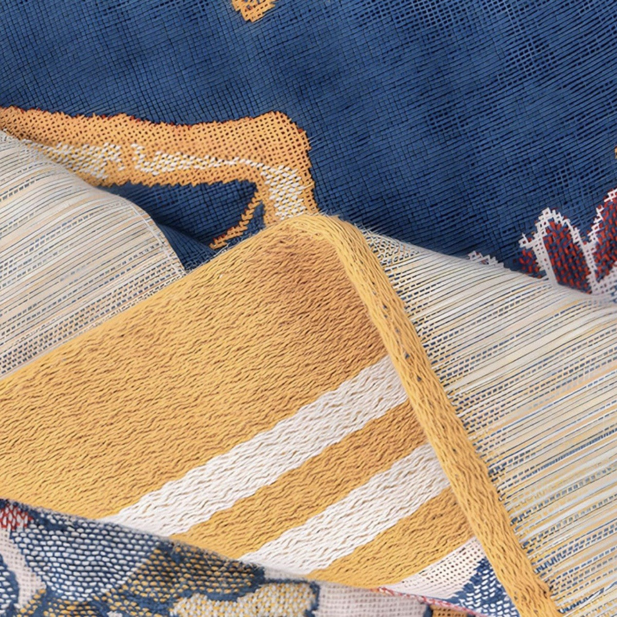 NEW Anthro XL Boho Bird Orange Floral Throw Blanket Bedspread Quilt 80" x 90"