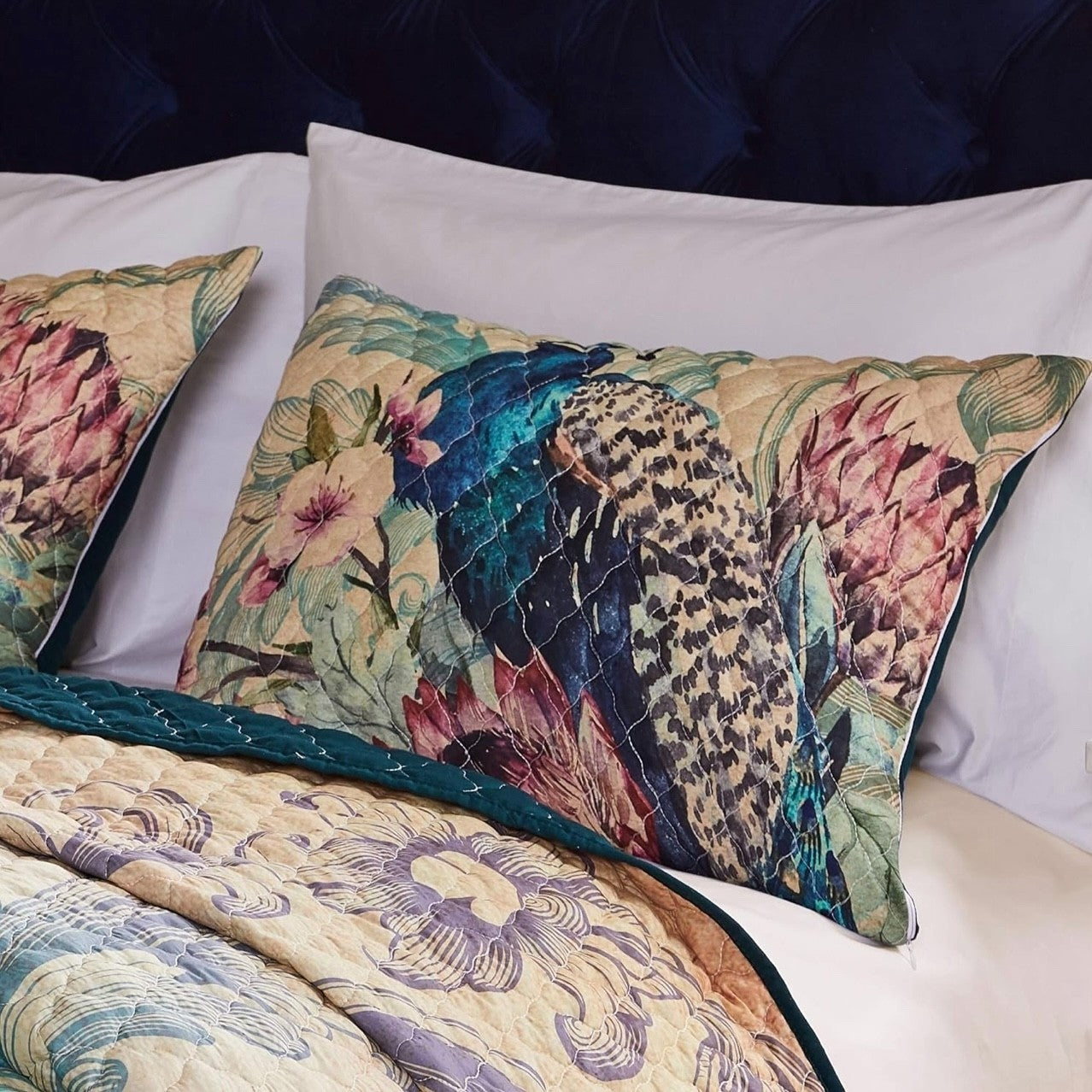 NEW Anthropologie Peacock Tassel Fringe Boho Quilt Bedspread Bedding & Sham Set