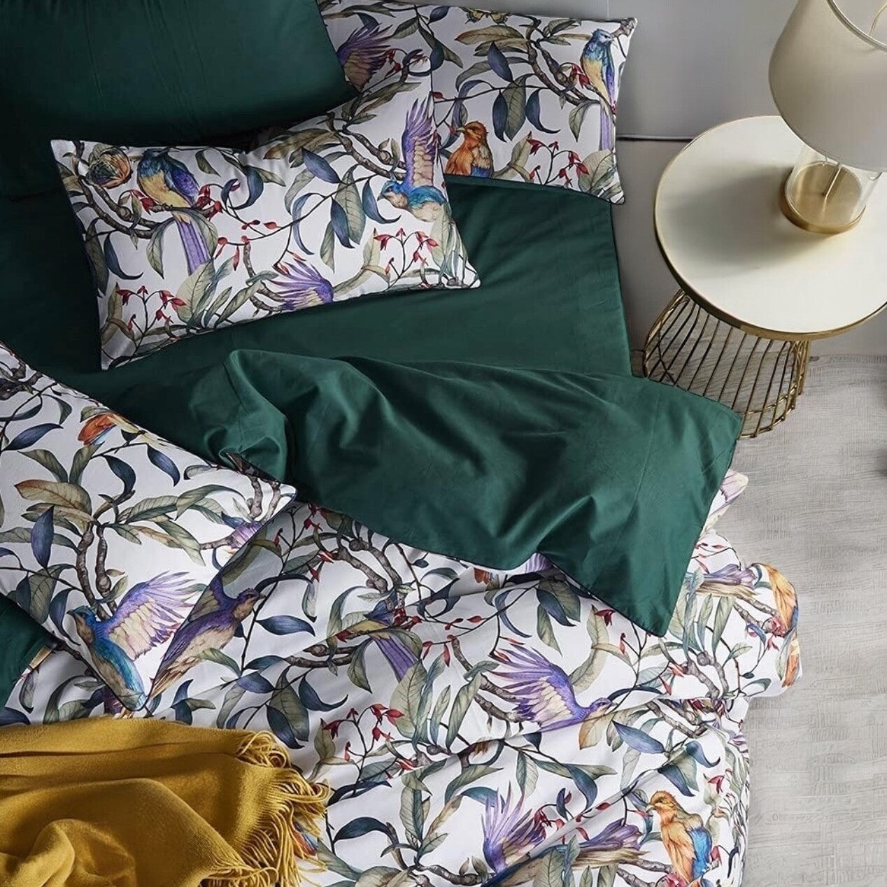 NEW Anthropologie Multicolor Botanical Boho Queen Bedding Duvet Sham Case Set