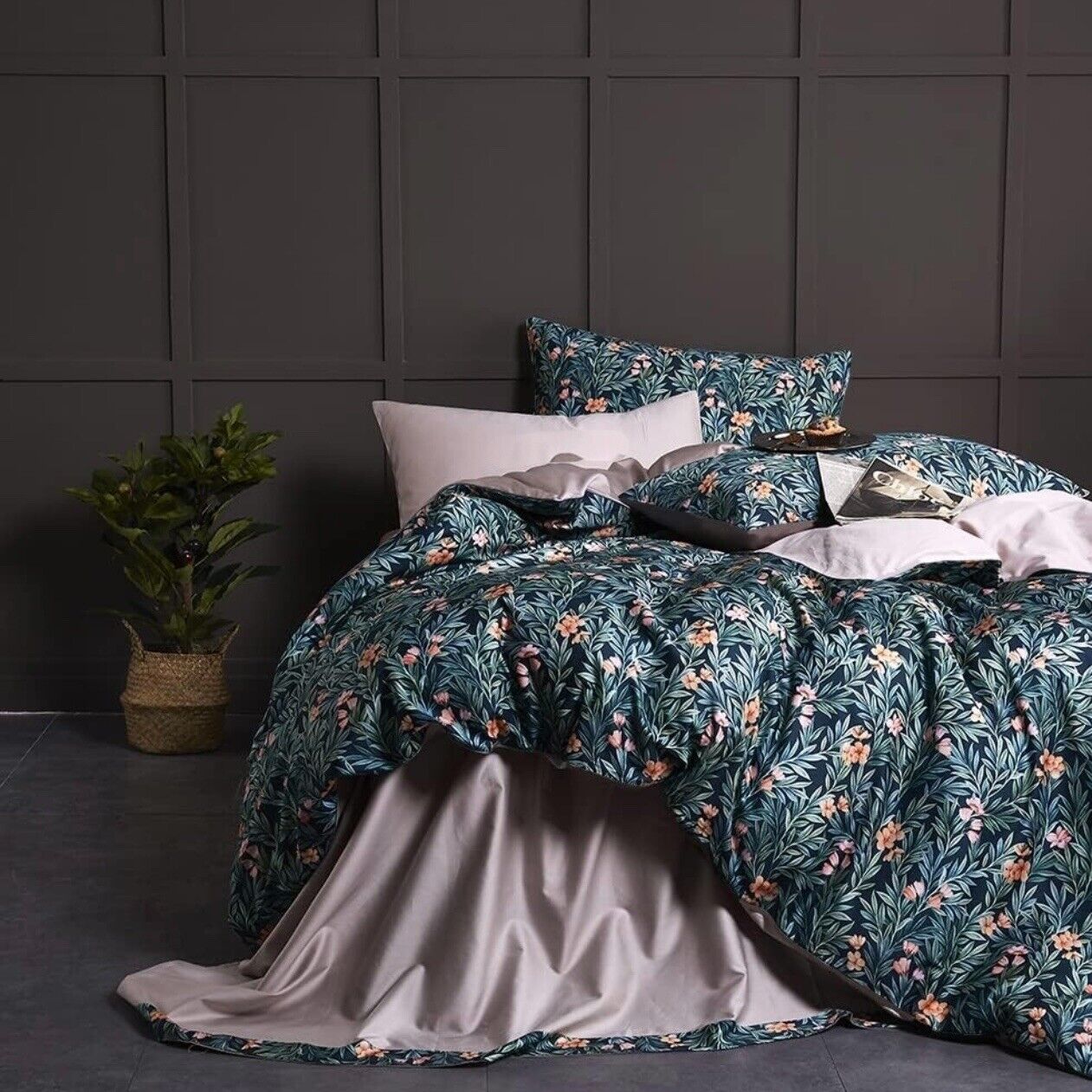 NEW Anthropologie Blue Paisley Boho Queen Bedding Duvet Floral Sham Case Set