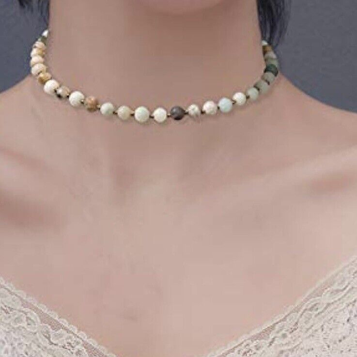 NEW Free People Boho Stone Beaded Gem Gold Plated Choker Necklace Jewelry