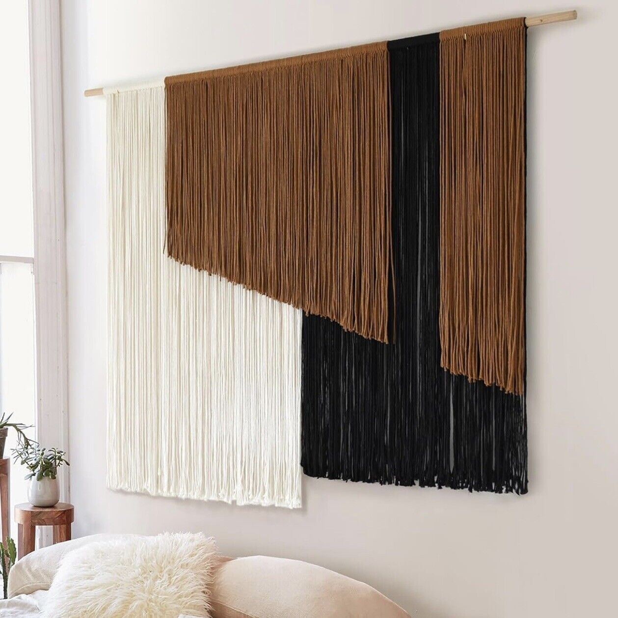 NEW Anthropologie XL Boho Tapestry Macrame Woven Color Block Wall Hanging 57x43