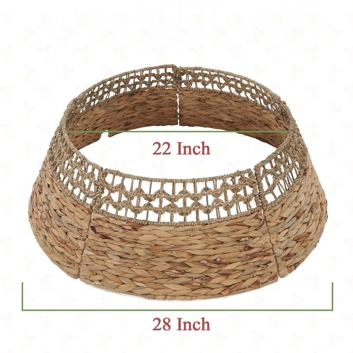 NEW West Elm Boho Rattan Wicker Grass Christmas Tree Basket Collar Skirt - 28" D