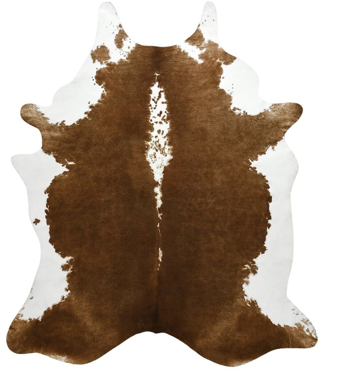 NEW West Elm XL Faux Cowhide Fur Leather White Area Rug Boho Floor - 6’ x 5’