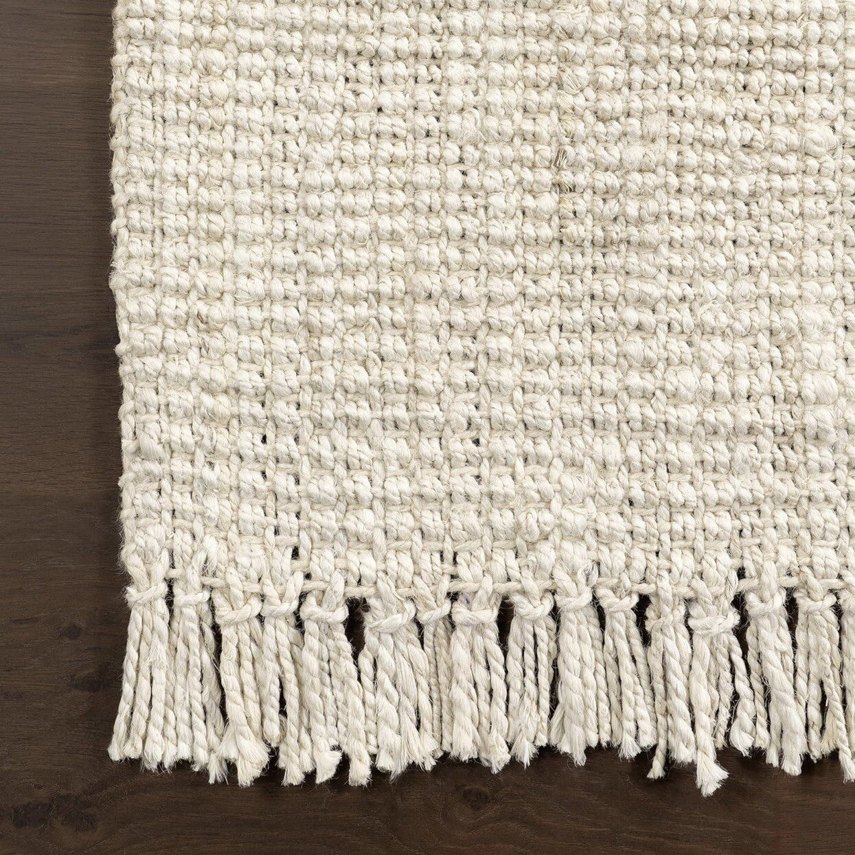 NEW West Elm White Beige Boho Jute Chunky Woven Moroccan Area Rug Carpet 5' x 8'