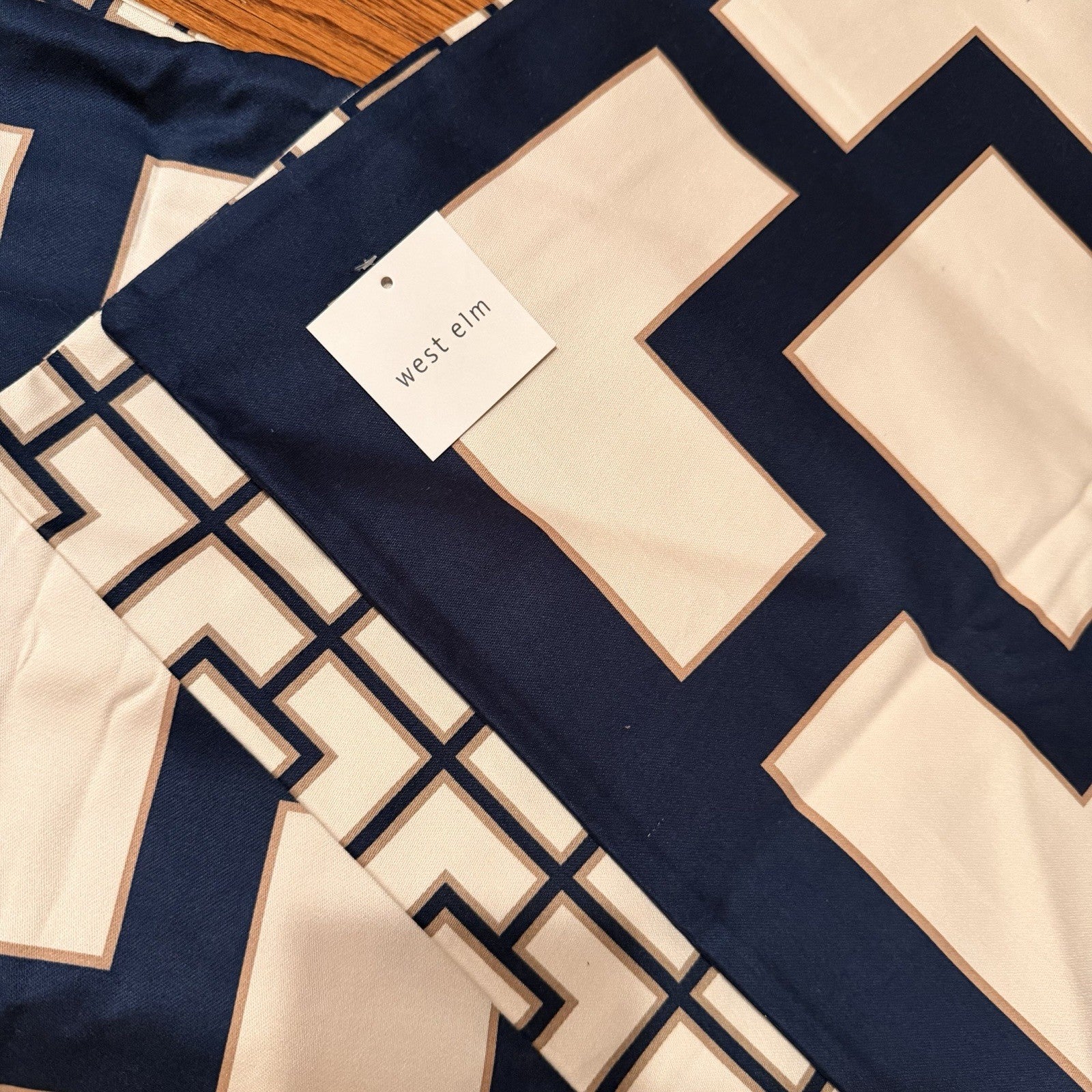 NEW West Elm (Set 4) Navy Blue Geometric Boho Throw Pillow Cover Shams 20" & 16"
