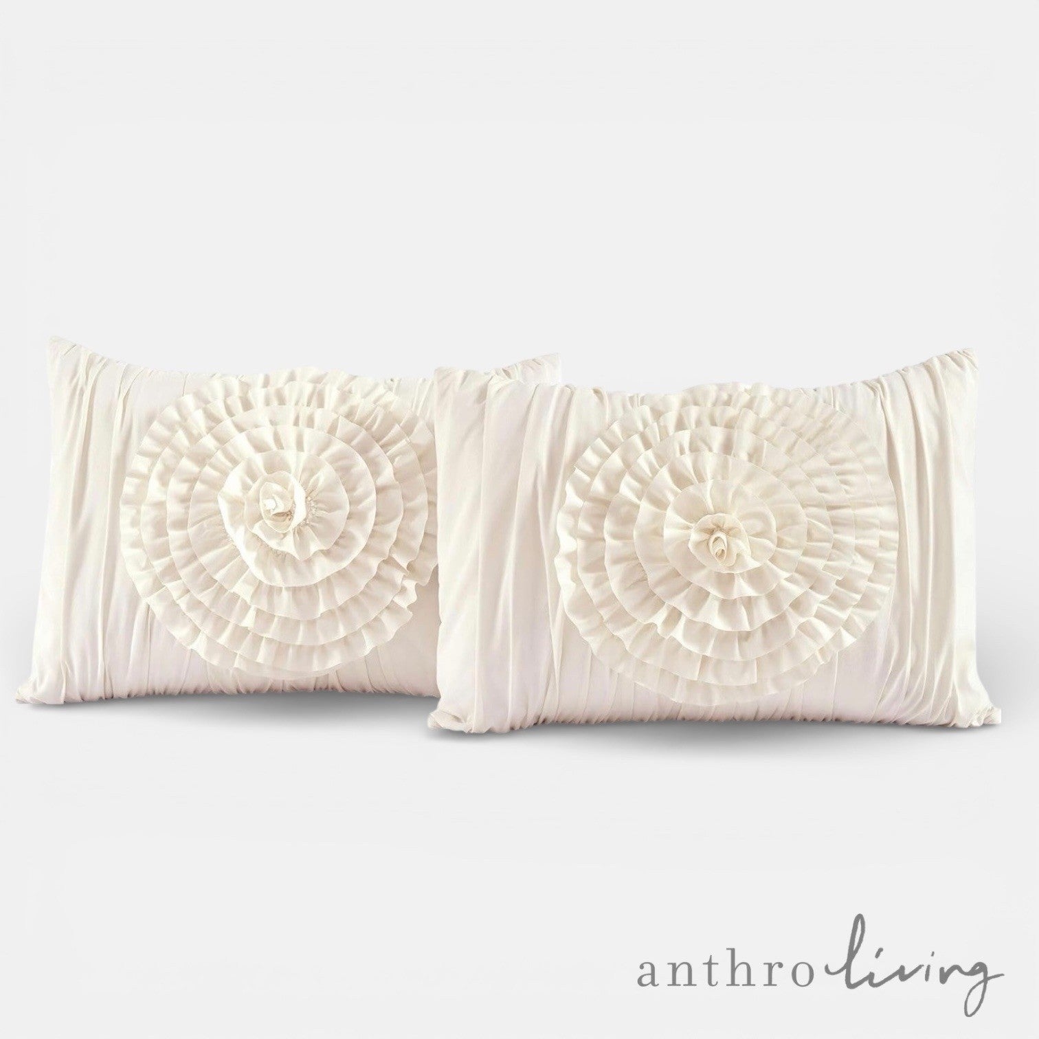 NEW Anthro Ivory Beige 3D Floral Queen / King Boho Comforter Bedding & Sham Set