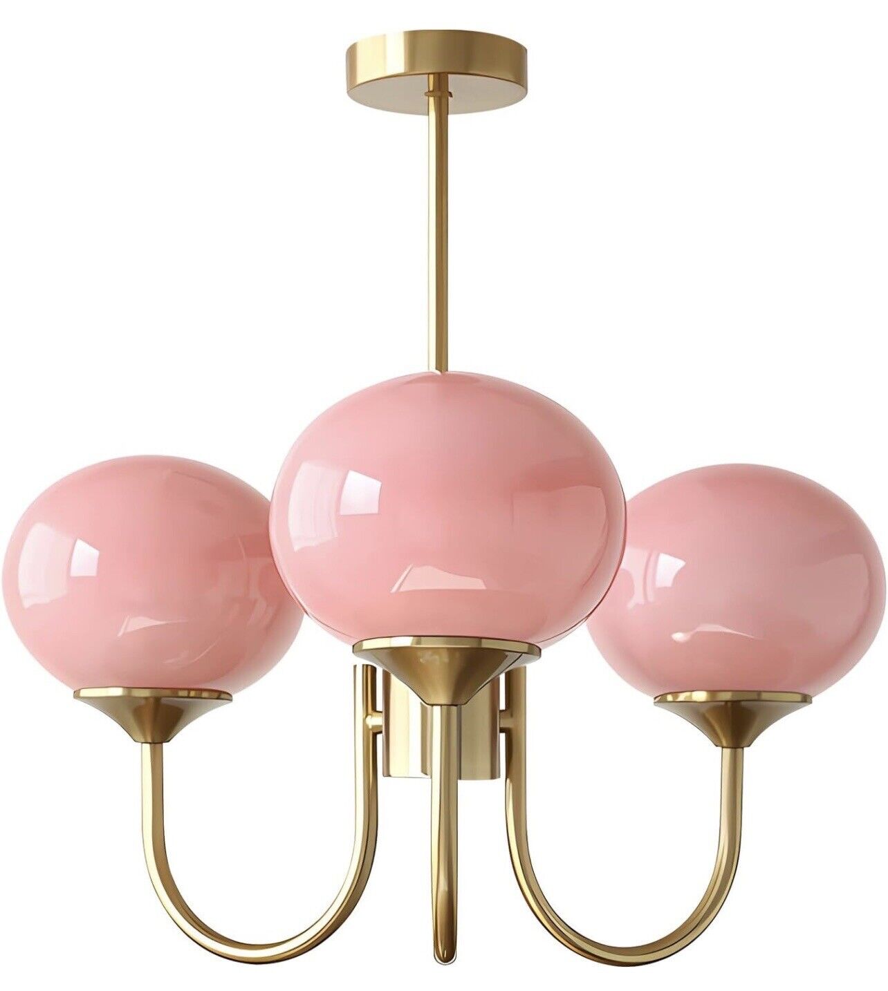 NEW Anthropologie Mid Century Modern Pink & Gold Pendant Light Ceiling Fixture