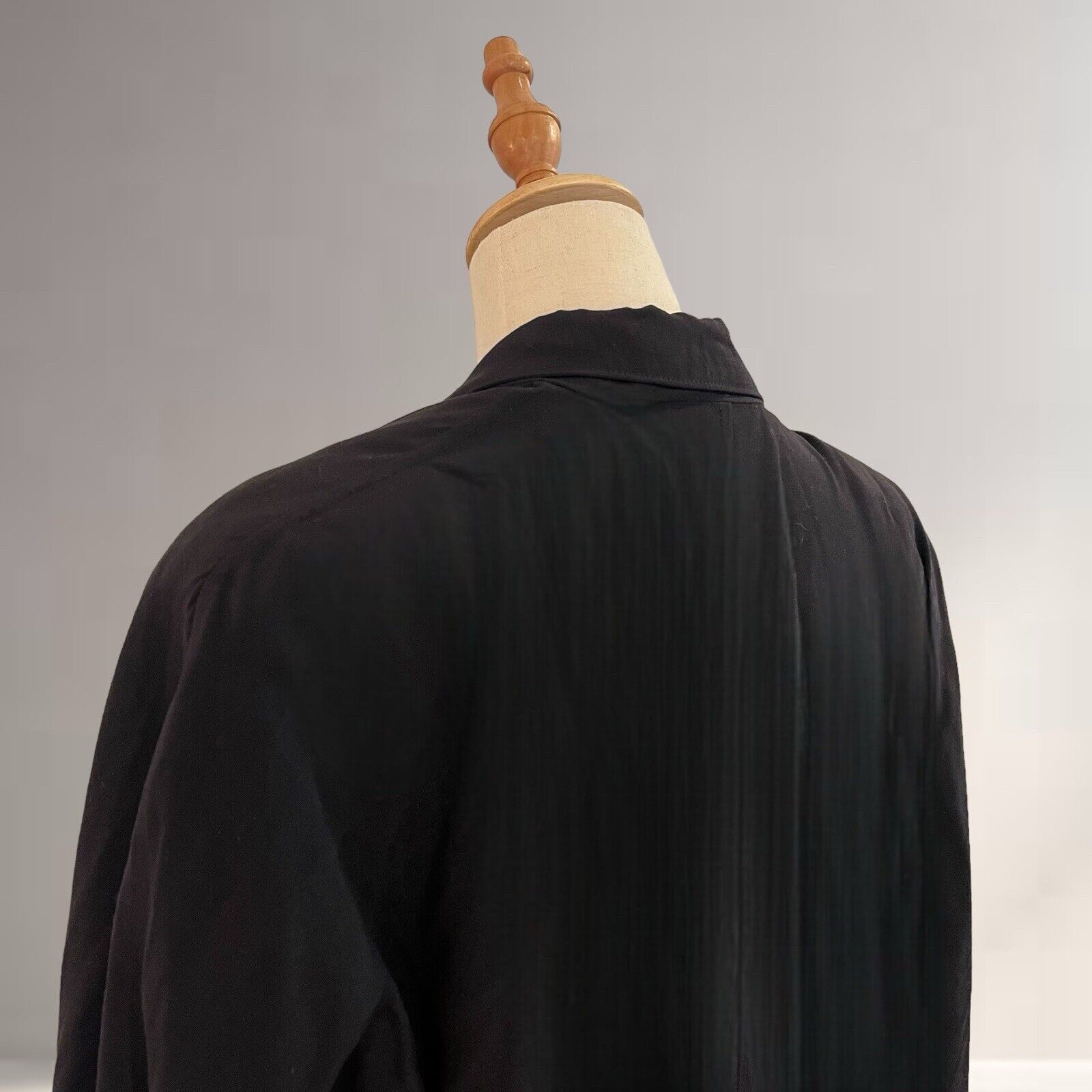 Vintage Yohji Yamamoto Black Linen Long Trench Coat Jacket Japan - Size Medium