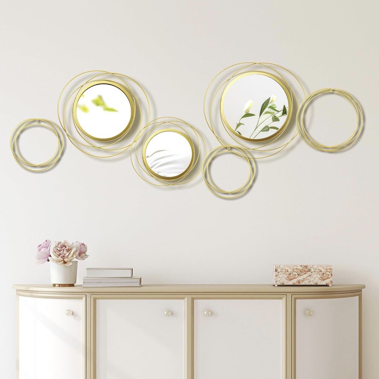 NEW West Elm XL Gold Asymmetrical 6 Piece Mid-Century Modern Wall Mirror Set