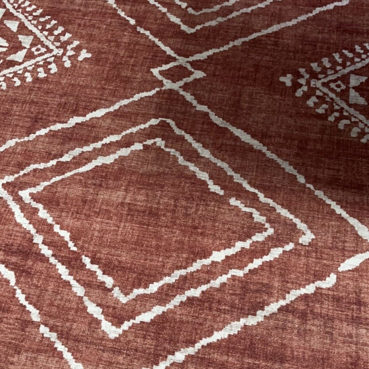 NEW West Elm Red Orange Boho Aztec Geometric Moroccan Area Rug Carpet - 4' x 6'