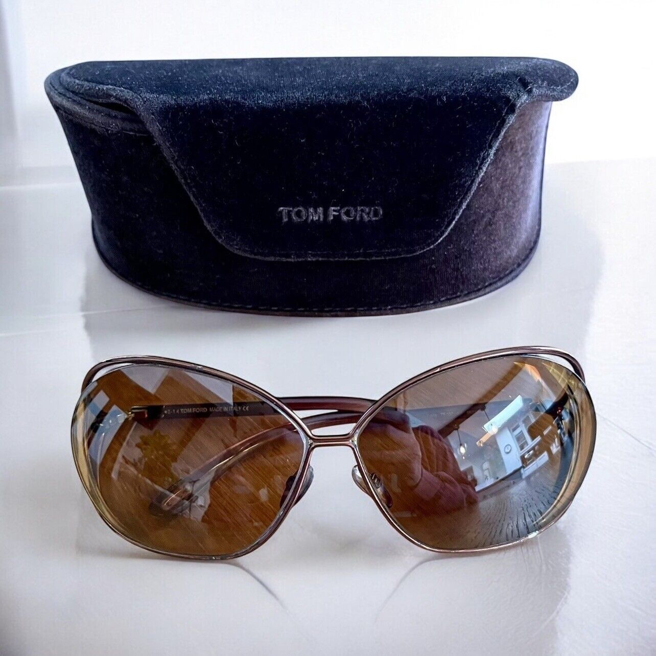 Tom Ford Vintage Carla TF 157 Brown Gradient Women's Oval Cutaway Sunglasses