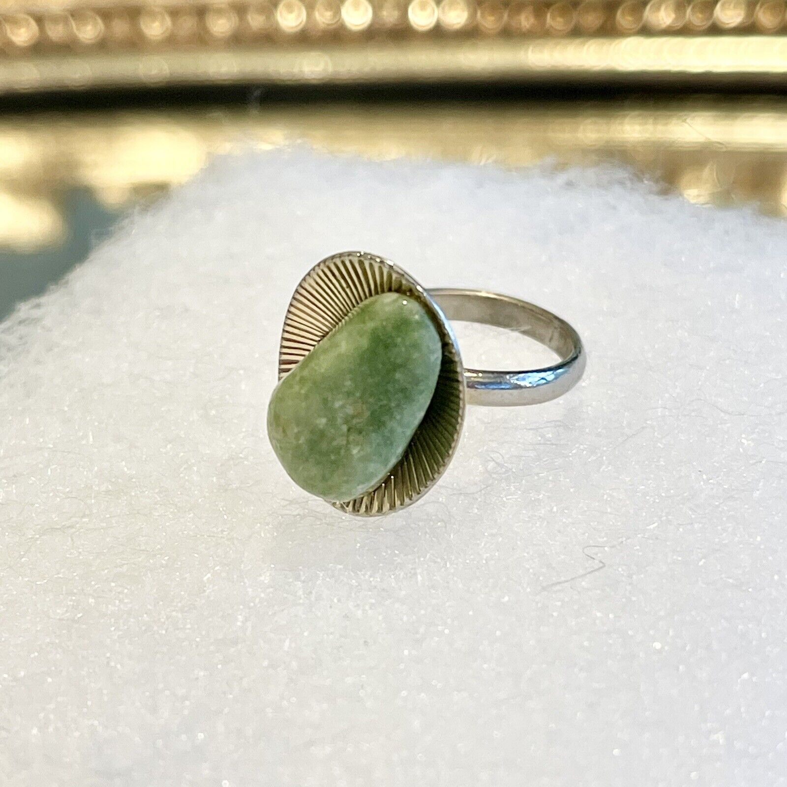 Vintage 1960's Silver & Turquoise Stone Gem Boho Cocktail Ring Costume Jewelry