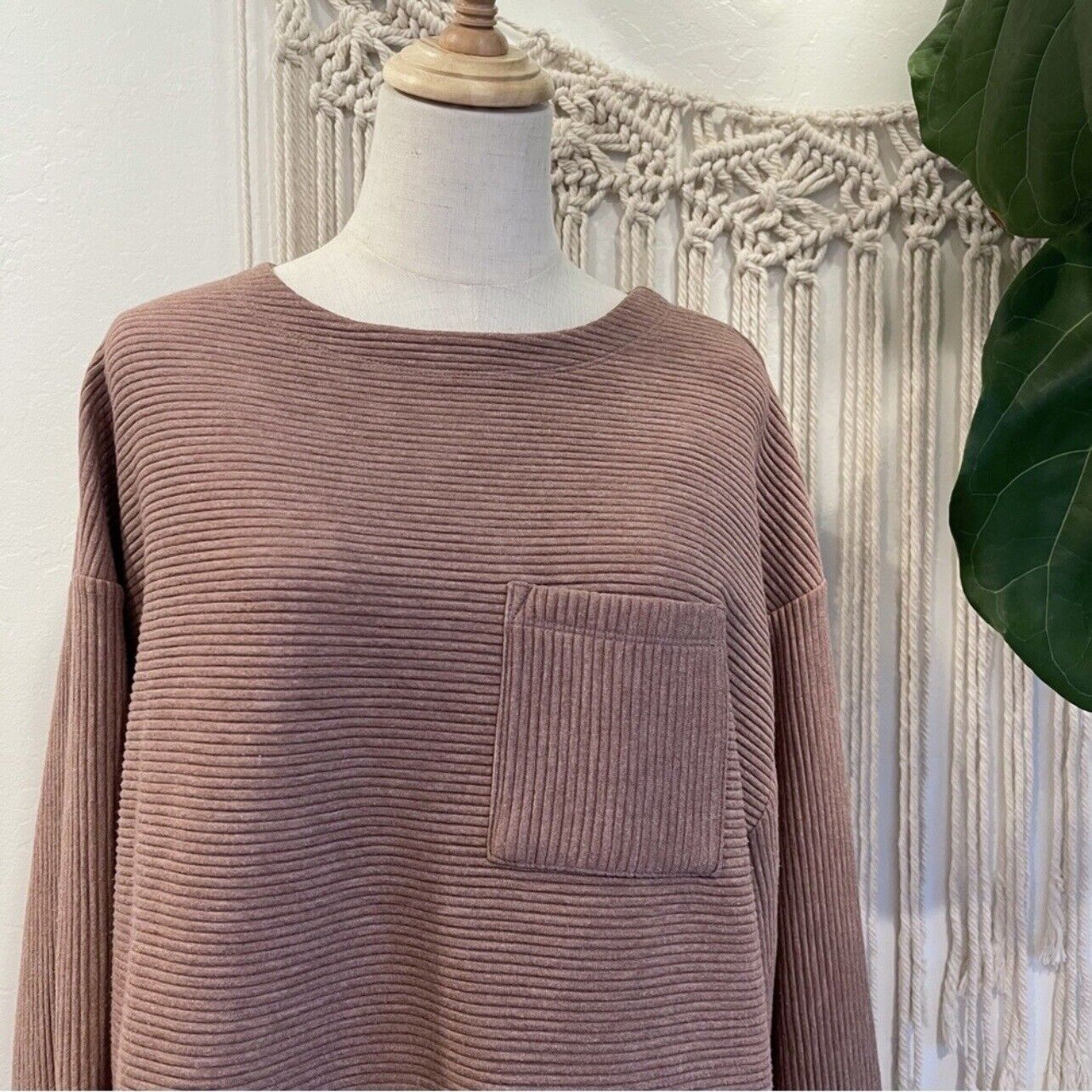 Madewell Mauve Oversized Cream / White Knit Sweater Shirt Top Sweatshirt Medium