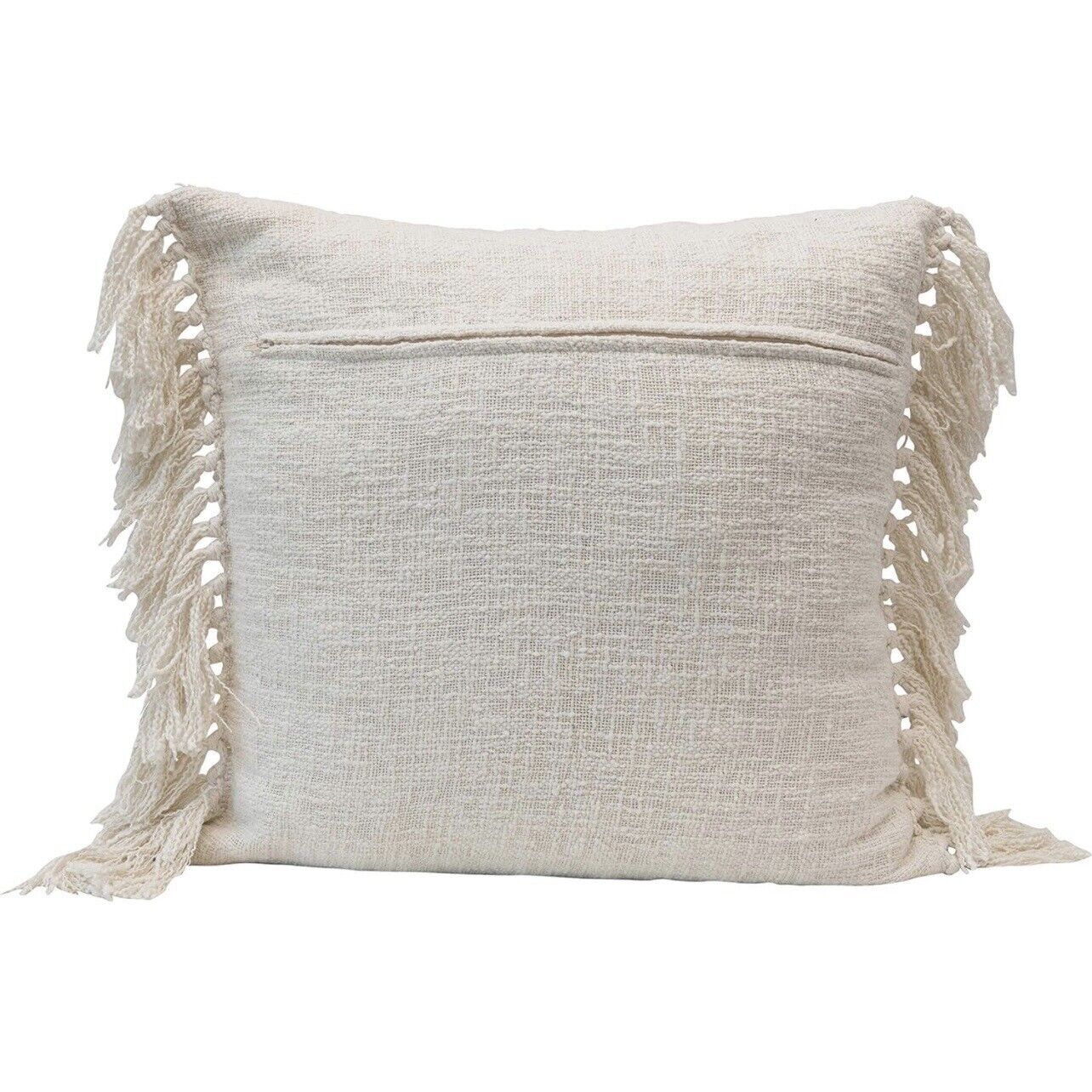 NEW Anthropologie Boho Tassel White Cream Knit Throw Accent Pillow - 20" x 20"