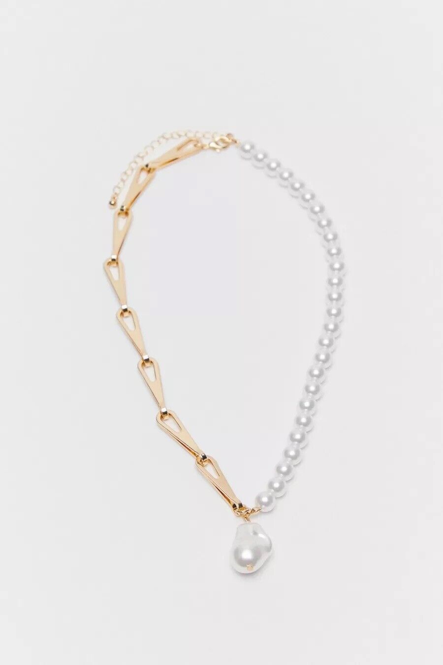 NEW Anthropologie Abstract Pearl & Gold Chunky Chain Necklace Choker Jewelry