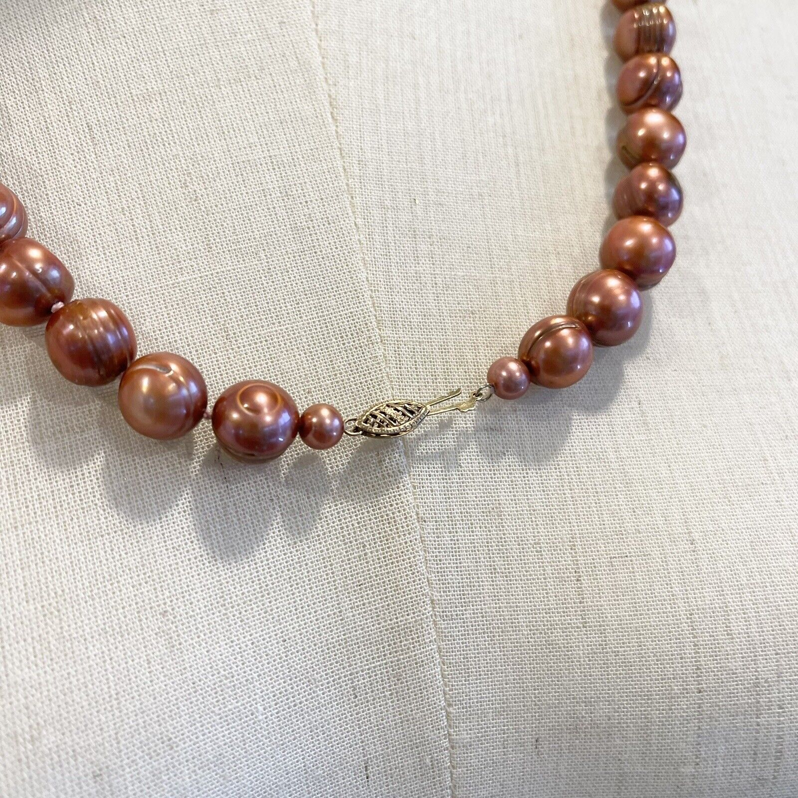 Vintage Rose Pearl Ceramic Long Beaded Layered Necklace Jewelry Retro Antique