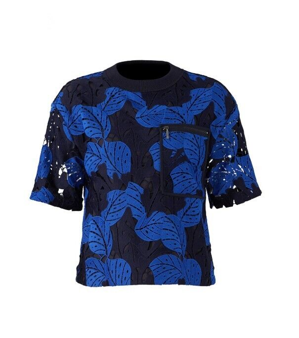 Jason Wu Blue Lace Floral Cutout Shirt Top Blouse | Retail $425 Size Large