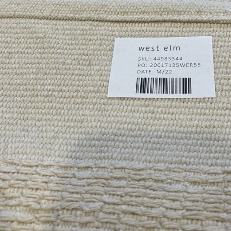 NEW West Elm White Beige Boho Chunky Woven Cotton Tassel Area Rug Carpet 5' x 7'