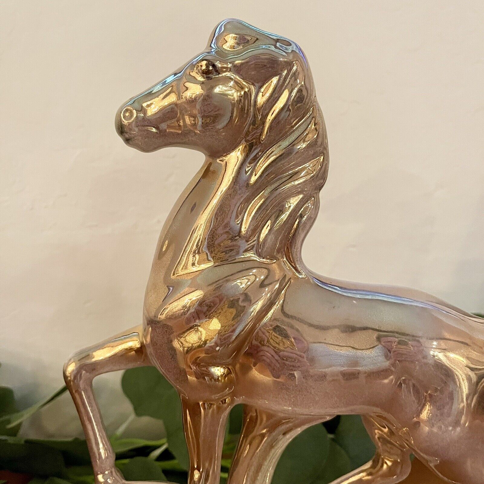 Vintage Stewart B. McCulloch Iridescent Glass Horse Pony Figurine Statue 1940's