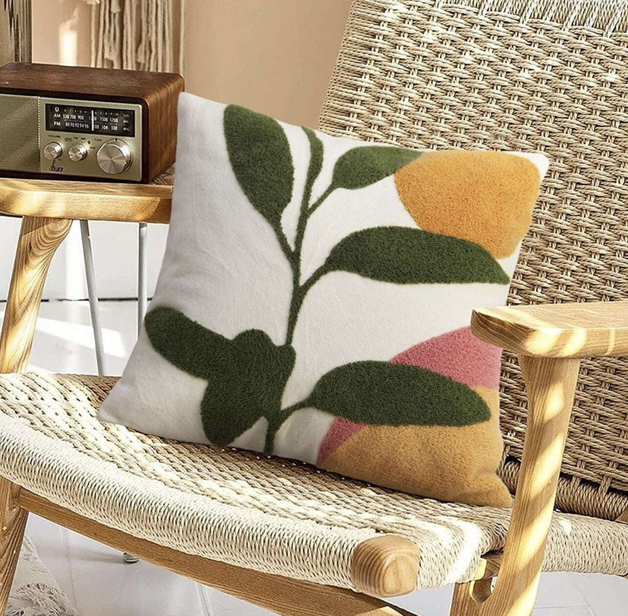 NEW Anthropologie Boho Floral Geometric Throw Pillow Cover Case Sham 18" x 18"