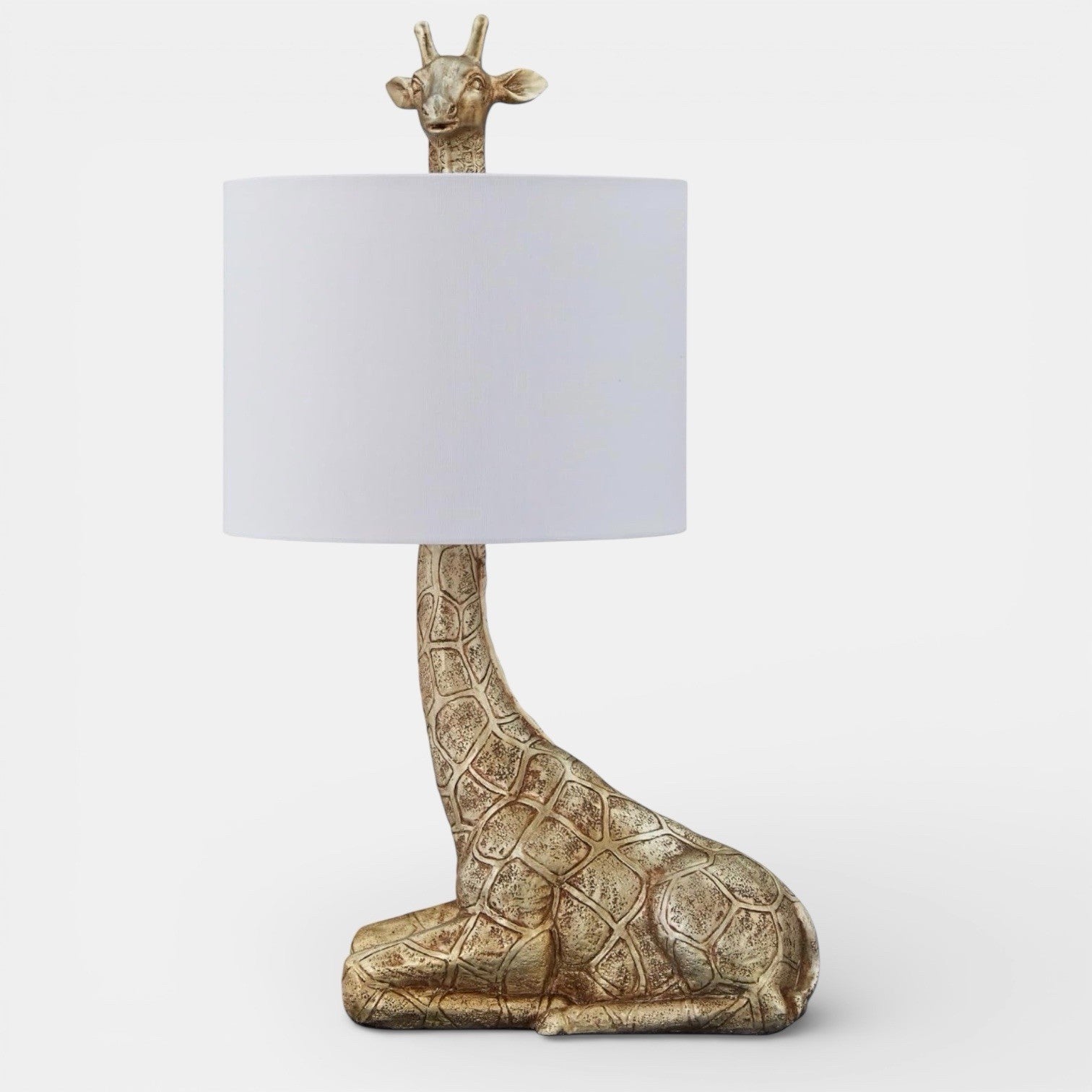 NEW Anthropologie Large Gold Boho Giraffe Table Lamp Lighting Art Deco Set - 25"