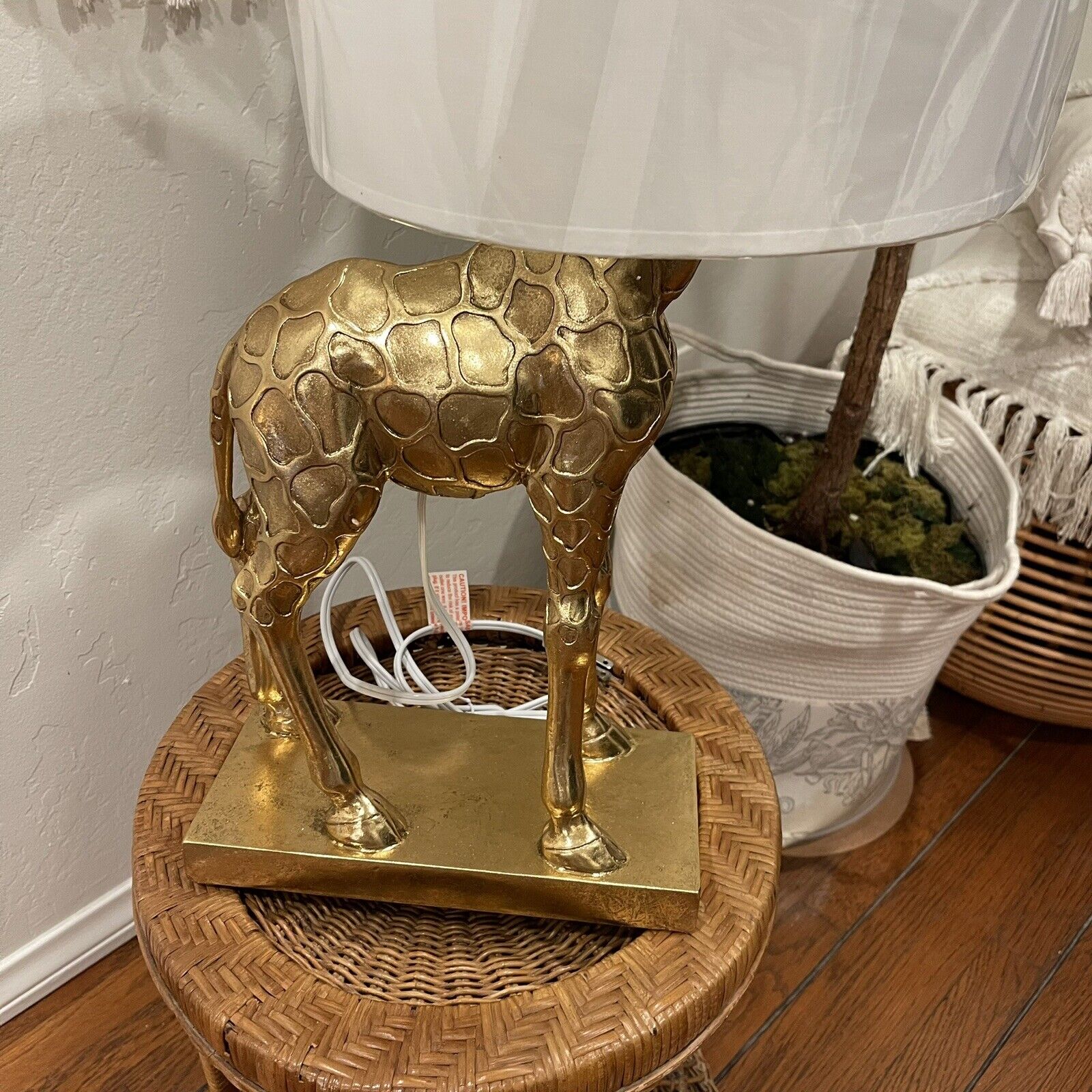 NEW Anthropologie Large Gold Boho Giraffe Table Lamp Lighting Art Deco Set - 26"