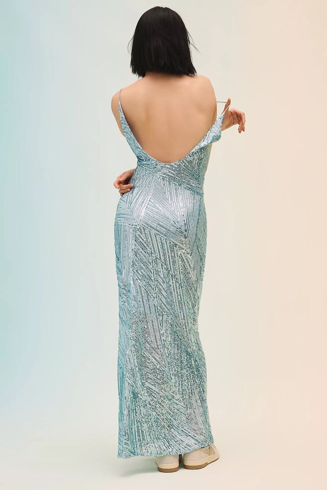 New Anthropologie / Let Me Be Mint Sequin Beaded Deco Shine Gown Dress - Medium