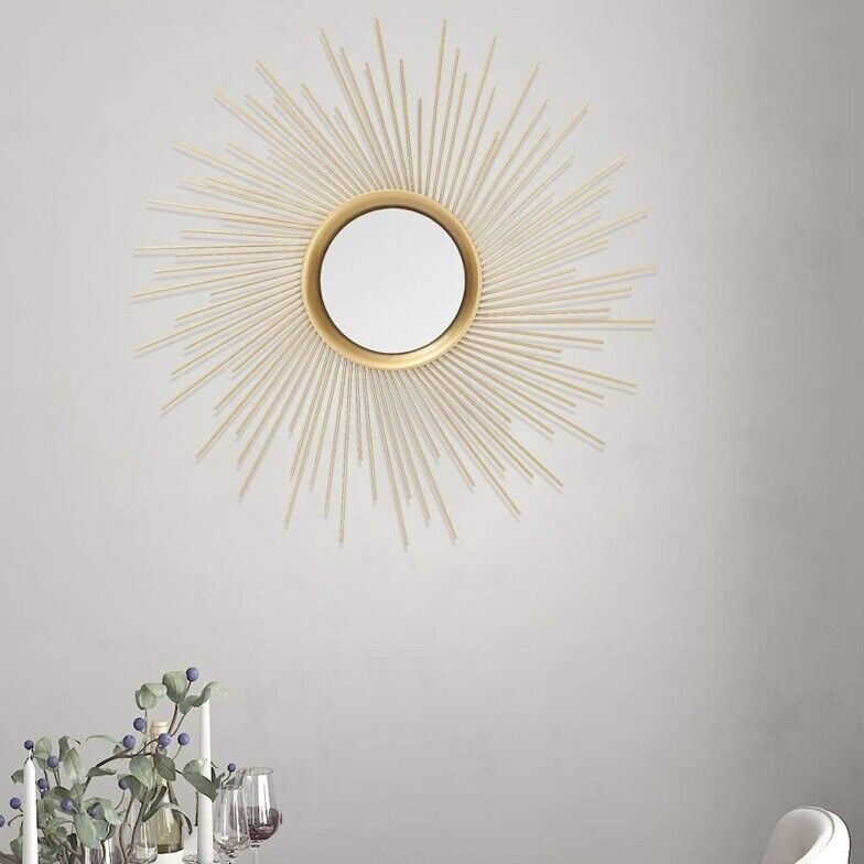 NEW West Elm Gold Retro Starburst Mid-Century Modern Hanging Wall Mirror - 25"