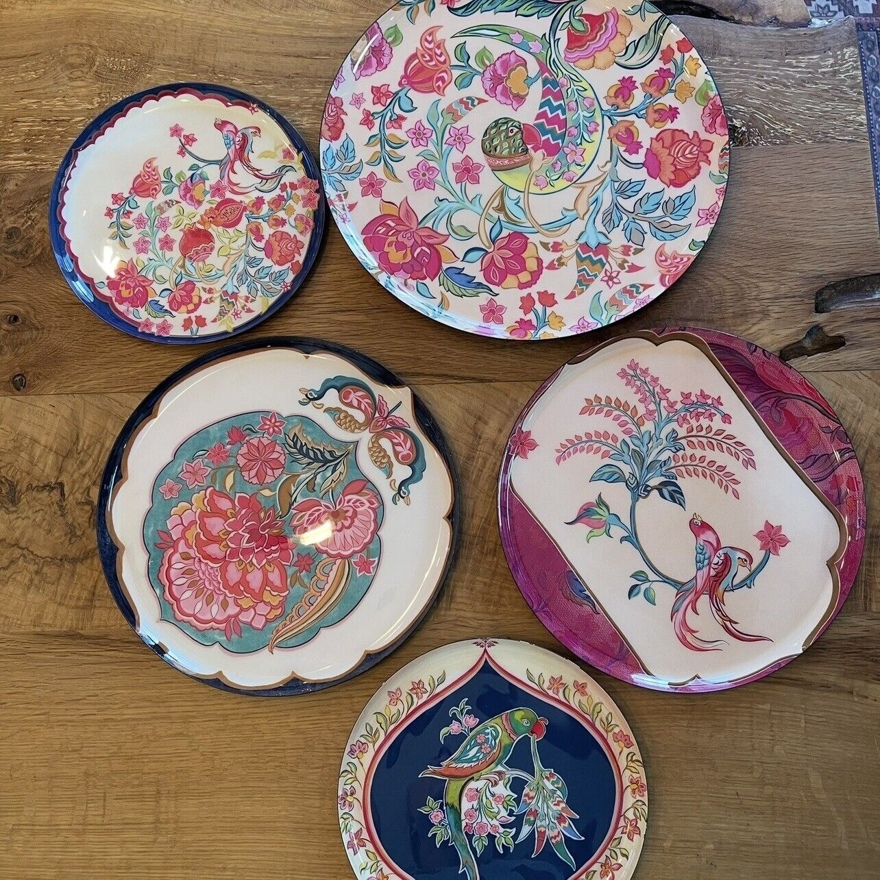 NEW Anthropologie XL Boho Metal Floral Wall Hanging Baskets Plates - Set of 5