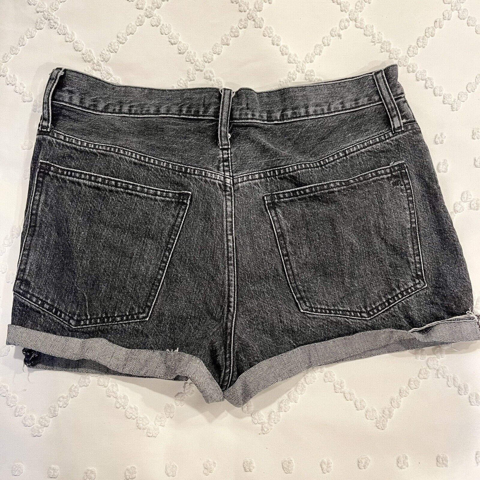 Madewell "The Perfect Jean Short" Black Distressed High Rise Denim Shorts - 31