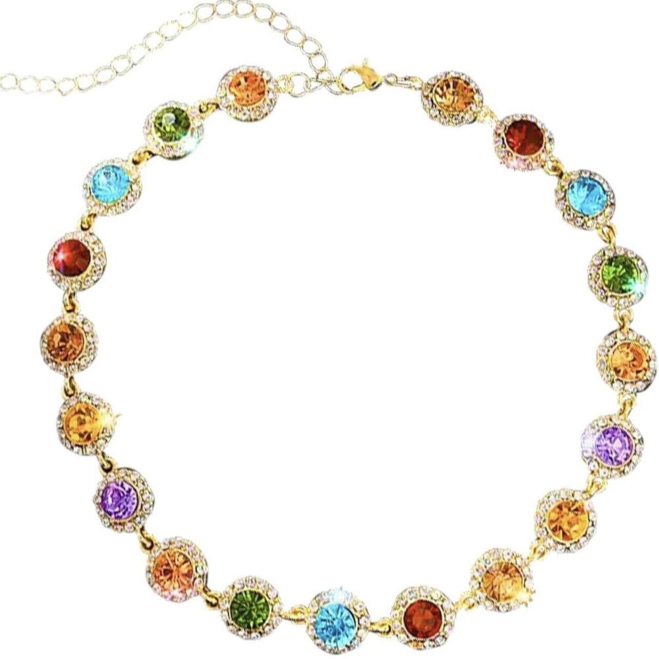 New Free People Multicolor Jewel Rhinestone Gold Boho Choker Necklace Jewelry