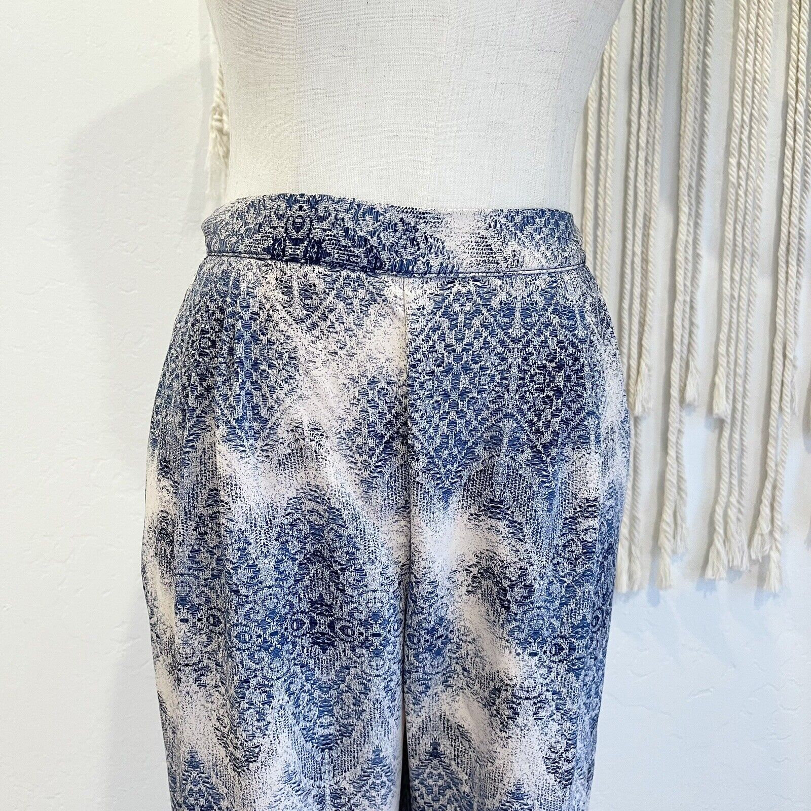 Free People Blue Boho Silky Printed Jogger Pants Slacks - Size Medium