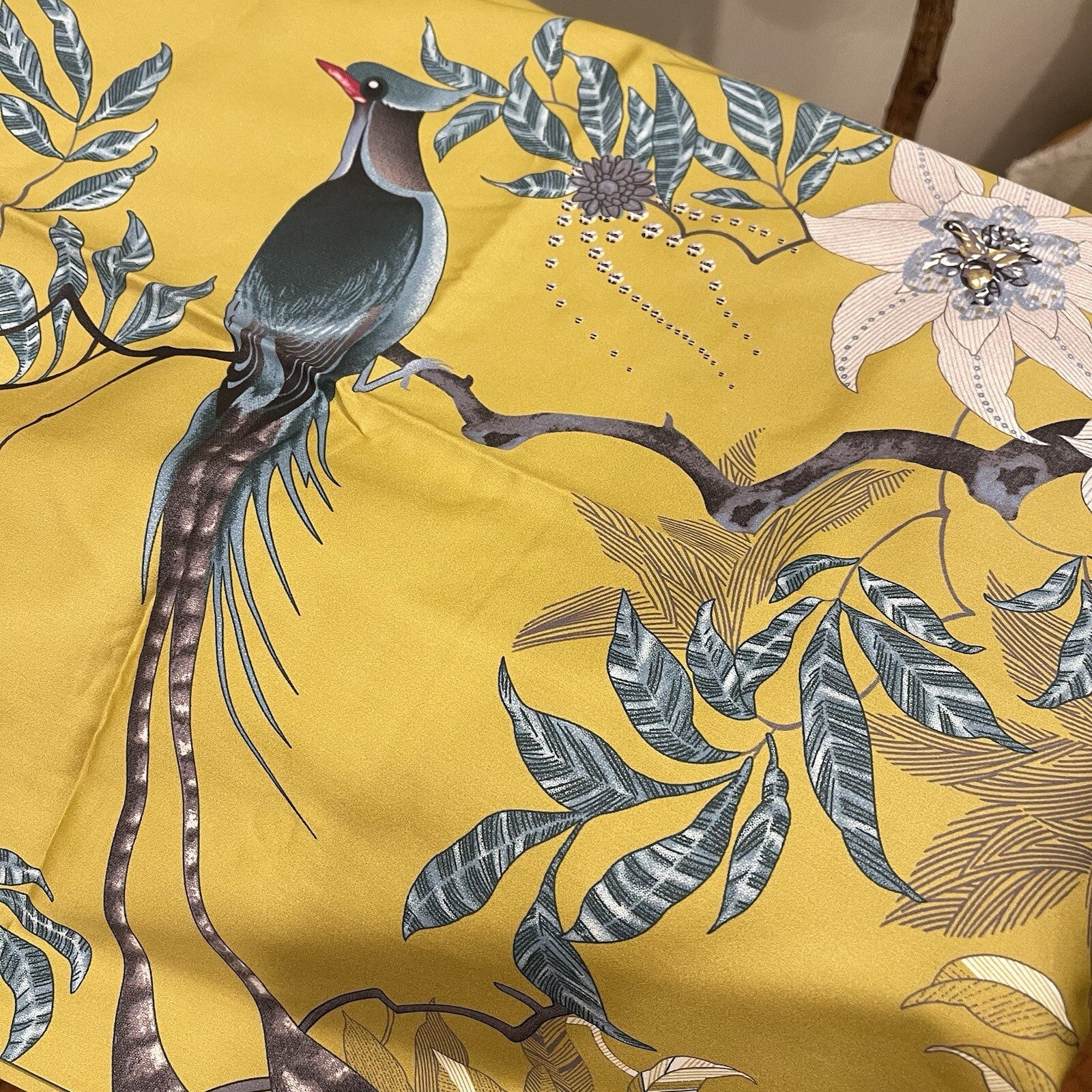 NEW Anthropologie Yellow Boho King Bird Cotton Bedding Duvet & Floral Sham Set