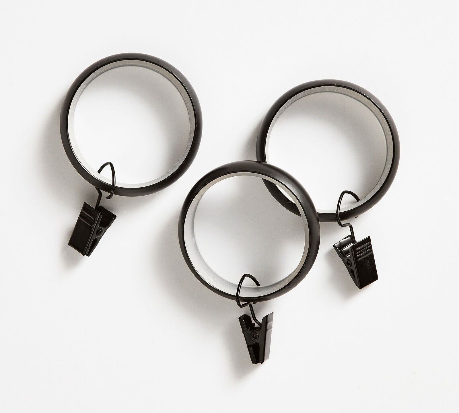 NEW Pottery Barn Quiet-Glide Black Large Curtain Clip Rings Large 2" Diam