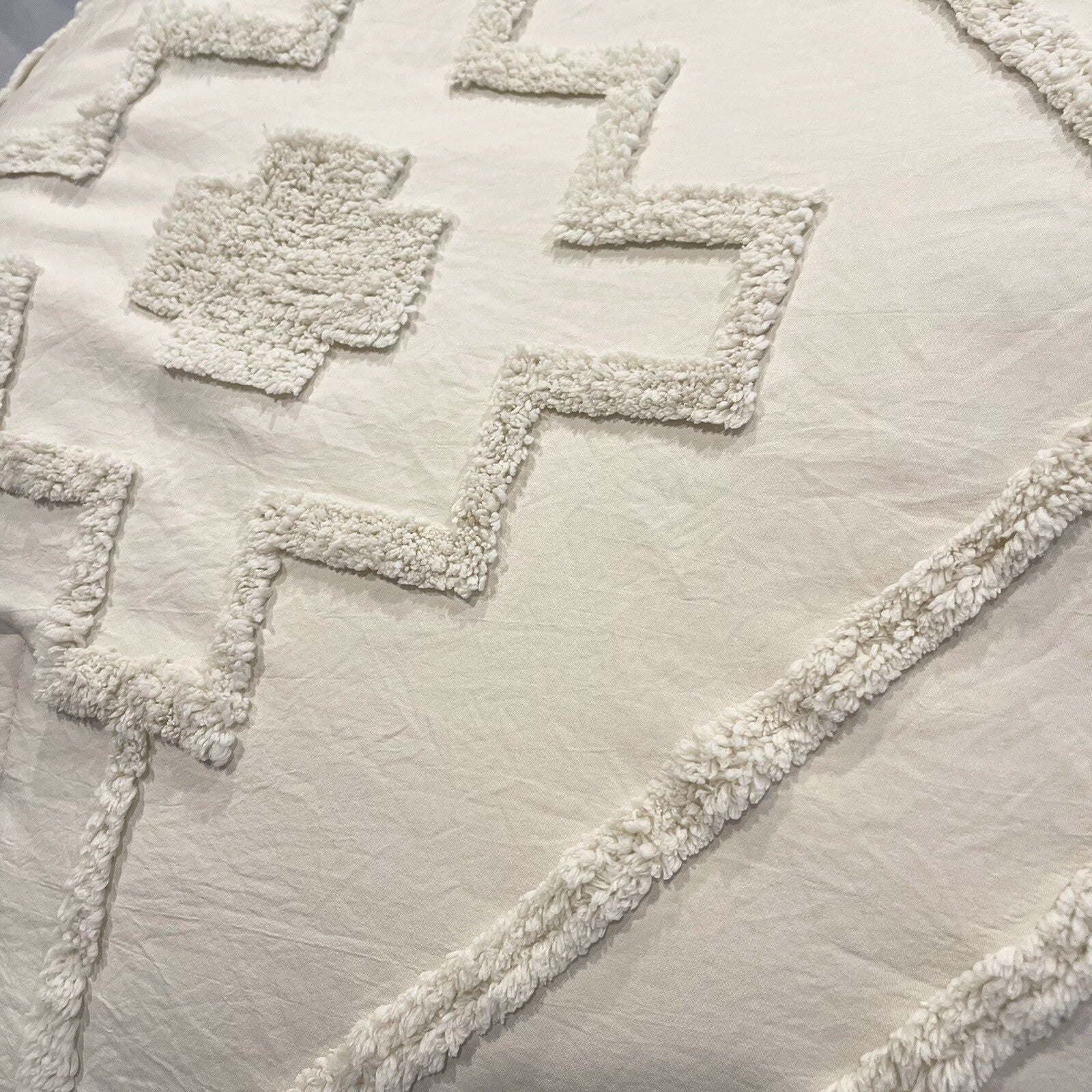 NEW Anthropologie Cream Boho Queen Tassel Comforter Blanket Bedding & Sham Set
