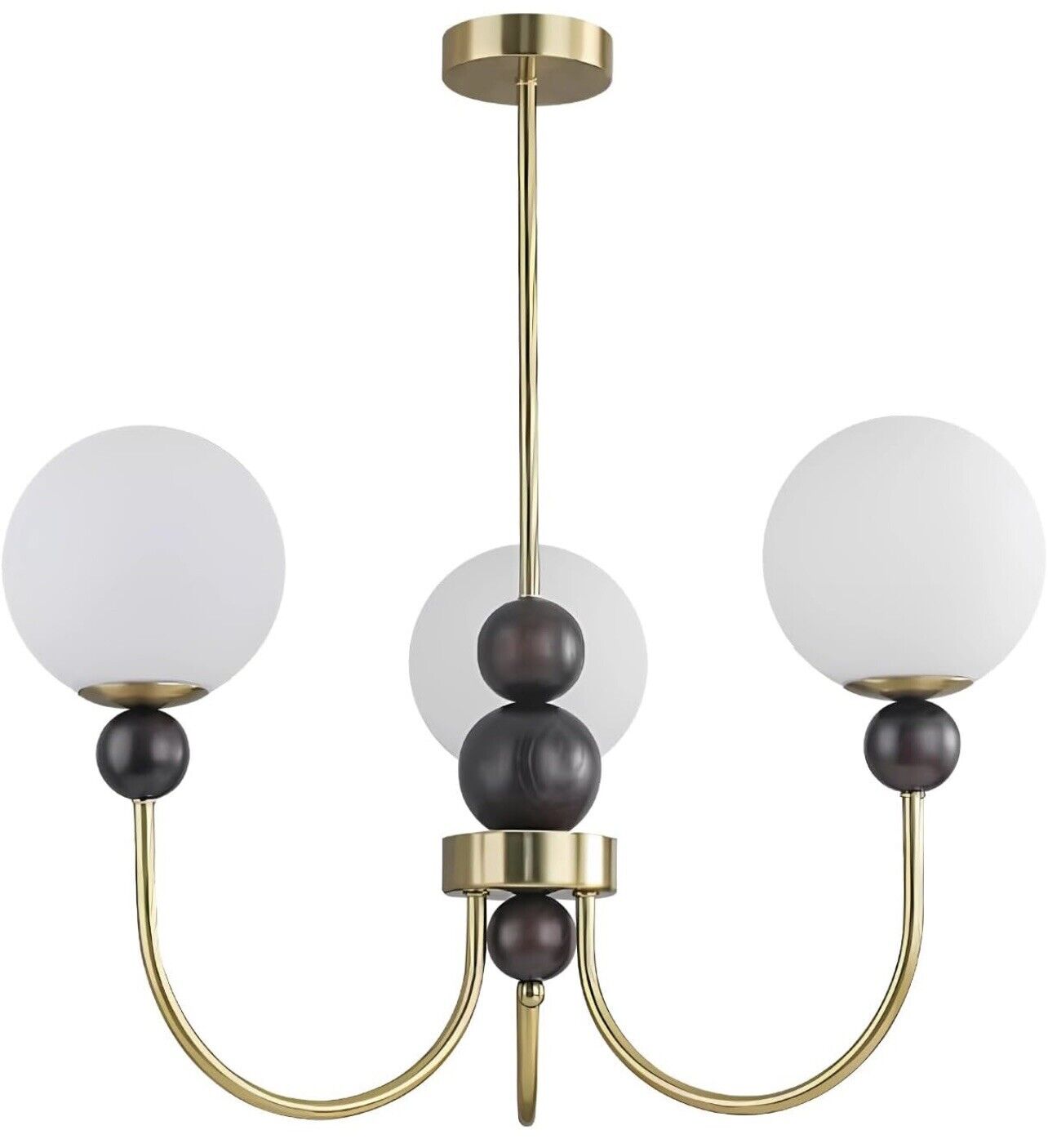 NEW Anthropologie Chandelier Mid Century Modern Gold Black Light Ceiling Fixture